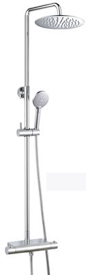 Rodada Dual Duche cabeça de parede montado Chrome aço inoxidável Banho Banho Termostático chuva chuveiro conjunto