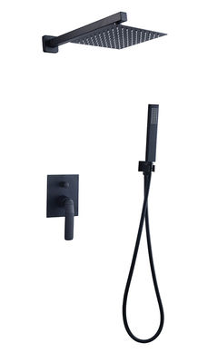 Banho ou chuveiro de alavanca única escondido na parede Mixer com desviador chuveiro de chuva chuveiro de mão Banho Matt Black Brass Tap Faucet