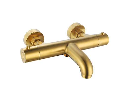 Temperatura termostática Ajustável Banho Ou Chuveiro Garrafa Mixer escovado Cor de Ouro Brass Garrafa OEM Redonda Clássica