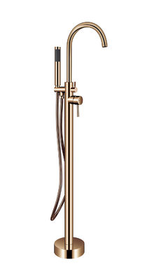 OEM Single Lever Free Standing Tub Faucet Monte de chão com Diverter Rosa de ouro de latão