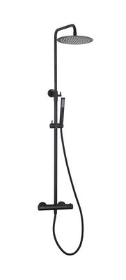 Matt Negro Brass Tubos de Banho Chuveiro Termostato Temperatura Ajustável