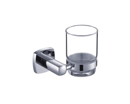 Single Tumbler Holder Brass Glass Bathroom OEM Brass Base Quadrado Com Design Curva