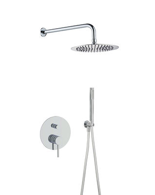 Escondido na parede de latão anulado agarrar rain shower construção em casa de banho de mãos misturador conjunto torneira cromado OEM redondo clássico