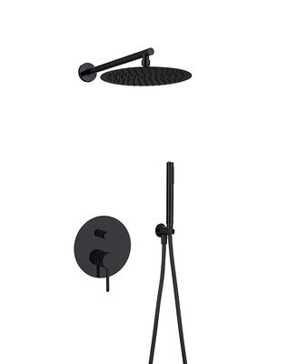 Clássico Matt Negro Duche de parede torneira chuveiro escondido na parede latão anulado Knurl manuseio