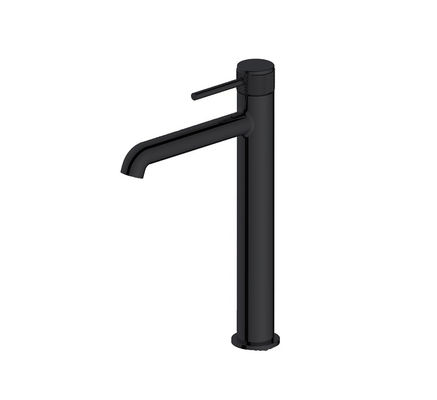 Brass Anular Knurl Handle Bathroom Matt Black High Body Basin Mixer
