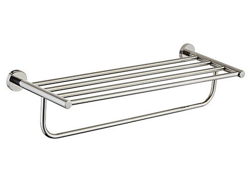 Polished Chrome Double Round Towel Bar Shelf Sus304 Projeto Hotel Home