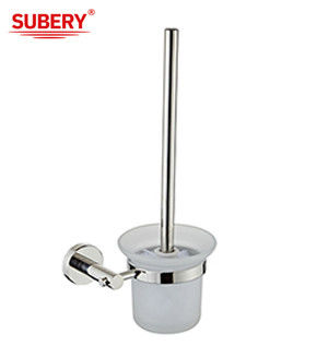 Oem Sus304 Cromo polido Toilet Brush Holder Acessórios de banheiro de vidro Clássico redondo