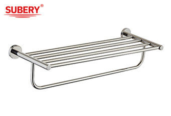 Polished Chrome Double Round Towel Bar Shelf Sus304 Projeto Hotel Home