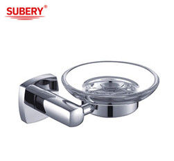 Acessórios de banheiro de vidro Chrome OEM base de latão quadrado porta de sabão de latão
