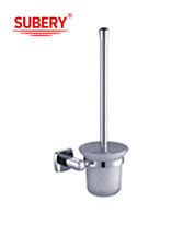 OEM Brass Toilet Brush Holder Glass Bathroom Chrome com Curve Design