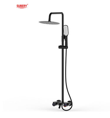 Matt Negro Brass Tubos de Banho Chuveiro Termostato Temperatura Ajustável