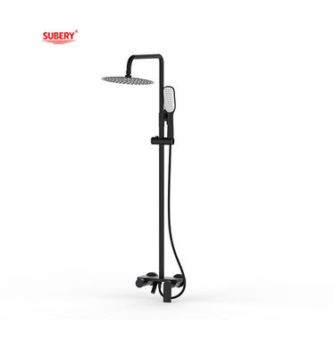 Matt Negro Brass Tubos de Banho Chuveiro Termostato Temperatura Ajustável