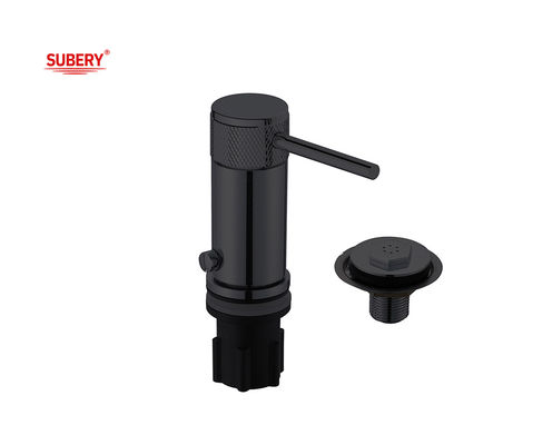 Tubina de banho de alavanca única em latão Anular Knurl Handle Matt Negro