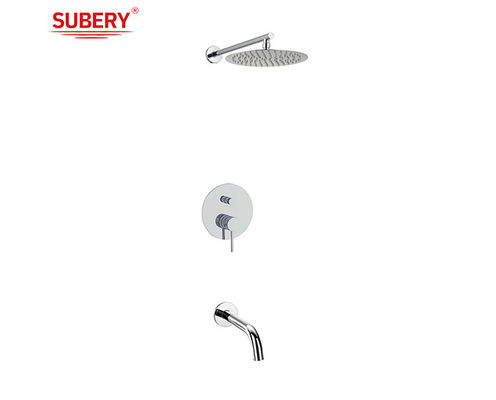 Escondido na parede Tubina de banho de banho de bronze anulado Knurl Manuseio Chrome OEM