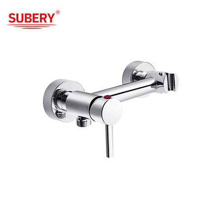 Tubos de chuveiro de banho de alavanca única Knurl anular Manuseio de cobre cromo Água fria e quente