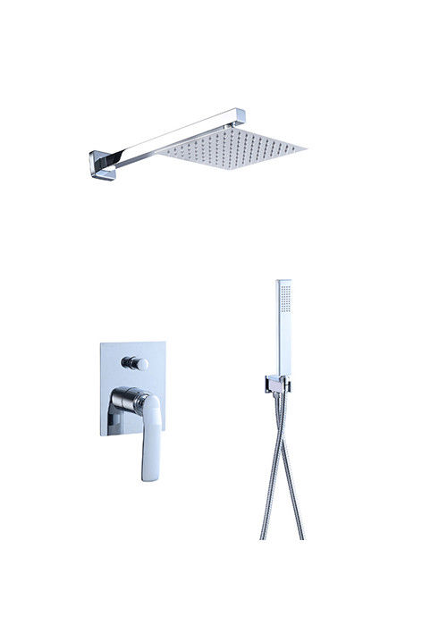 Máquina de misturar banho ou chuveiro de alavanca única escondida na parede com desviador chuveiro de chuva chuveiro de mãos banho torneira de água de bronze cromado OEM