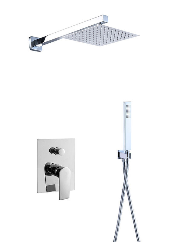 Banho ou chuveiro de alavanca única escondido na parede Mixer com desviador chuveiro de chuva chuveiro de mão Banho Matt Black Brass Tap Faucet