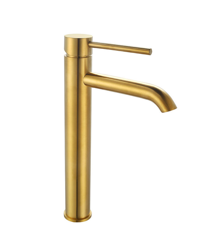 Banheiro escovado Golden Hot And Cold Water Tap Single Lever Alta Bacia Mixer Moderno OEM