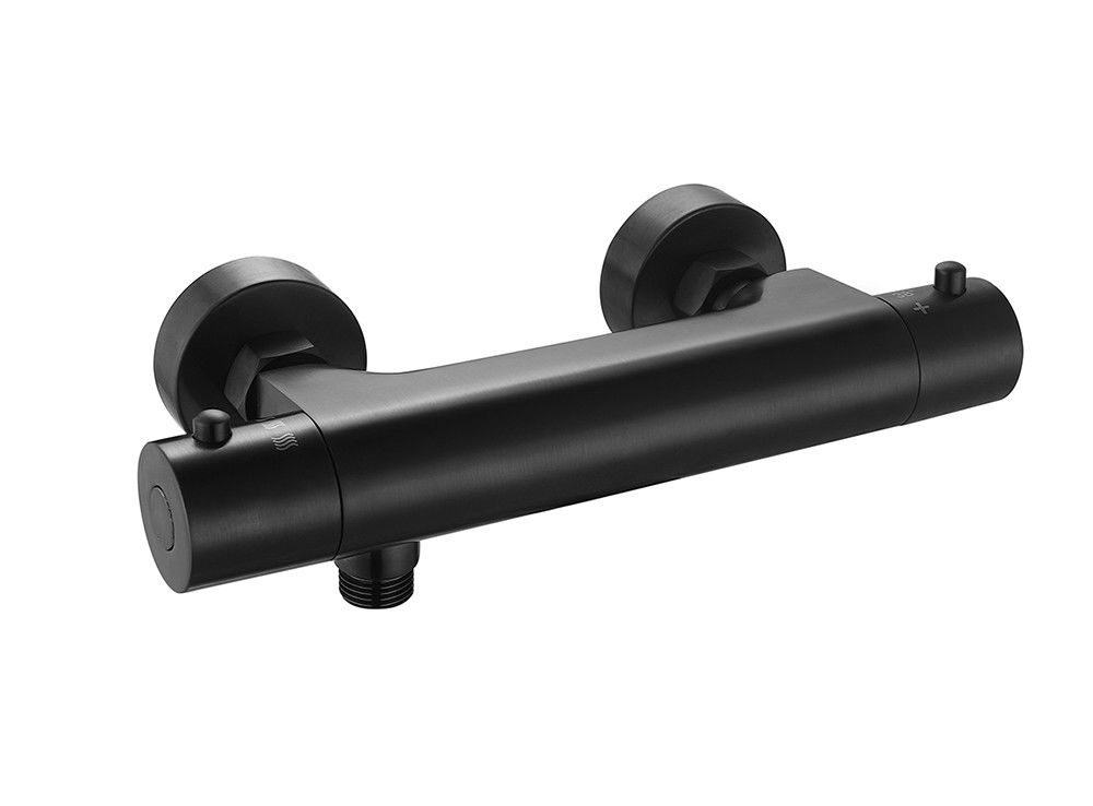 Tubos de chuveiro de temperatura termostática ajustável Mixer Matt Cor preta Brass Faucet OEM Redondo Clássico