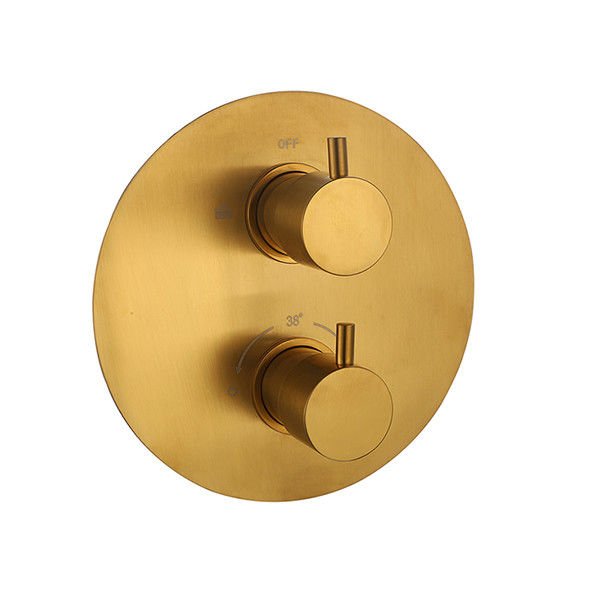 Brushed Gold Color Brass Bathroom Mixer Faucet OEM Redondo Escondido na Parede