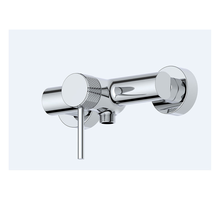 Tubos de chuveiro de banho de alavanca única Knurl anular Manuseio de cobre cromo Água fria e quente