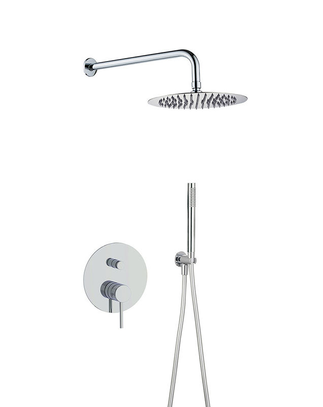 Escondido na parede de latão anulado agarrar rain shower construção em casa de banho de mãos misturador conjunto torneira cromado OEM redondo clássico