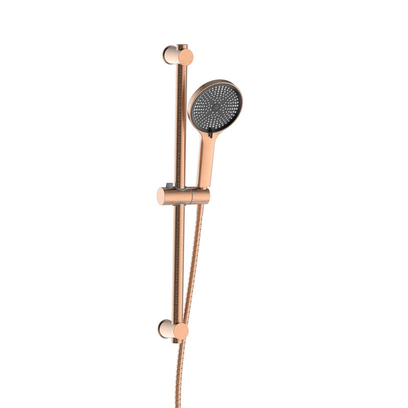 SUS304 3 Função Chuveiro Slide Bar Rail Set ABS Plástico Chuveiro à mão mangueira Banheiro Rosa Ouro Redondo Clássico