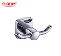 Acessórios de banheiro montados na parede Brass Double Robe Hook Cor Chrome