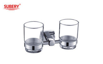 Brass porta-barras dupla banheiro de vidro de alta qualidade cor cromada OEM base de latão quadrado com design curvo