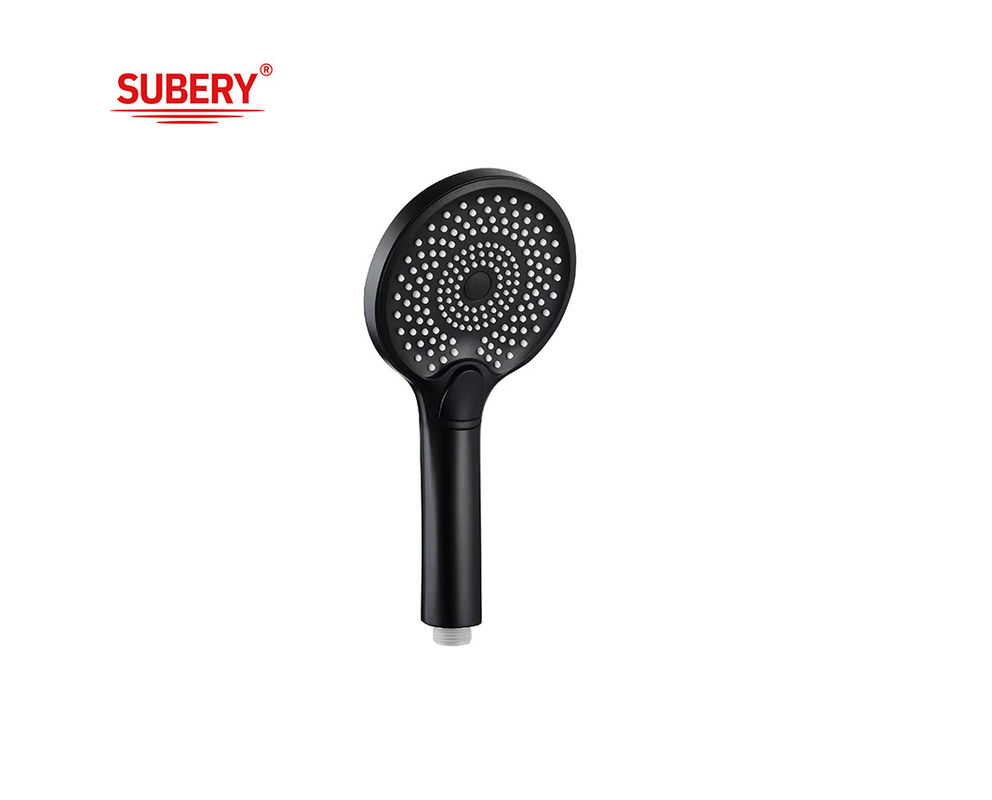 Chuveiros de mão de plástico ABS 3 Função Coluna Negro Líquido Silício Bocal Redondo Fácil Limpeza OEM