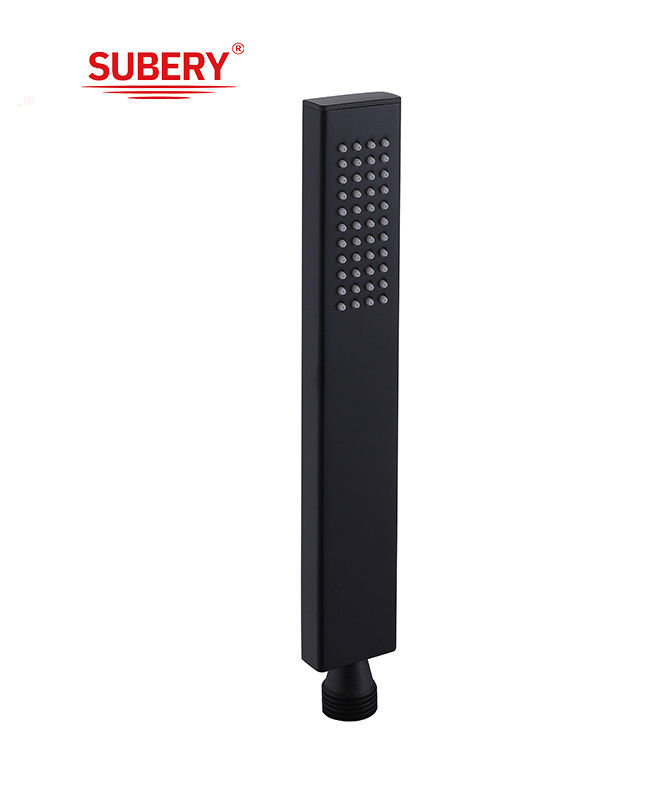 Microfone de latão chuveiro de mão chuveiro para coluna de chuveiro preto mate do banheiro bico de silício fácil limpo quadrado OEM