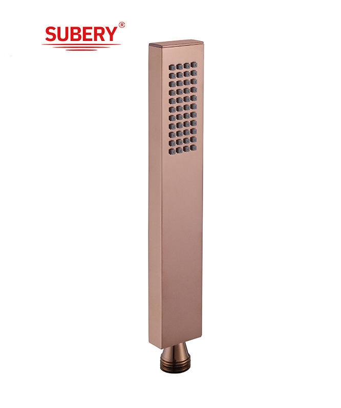 Microfone de latão chuveiro de mãos chuveiro de mão para coluna de chuveiro rosa dourado banheiro bico de silício fácil limpo quadrado OEM