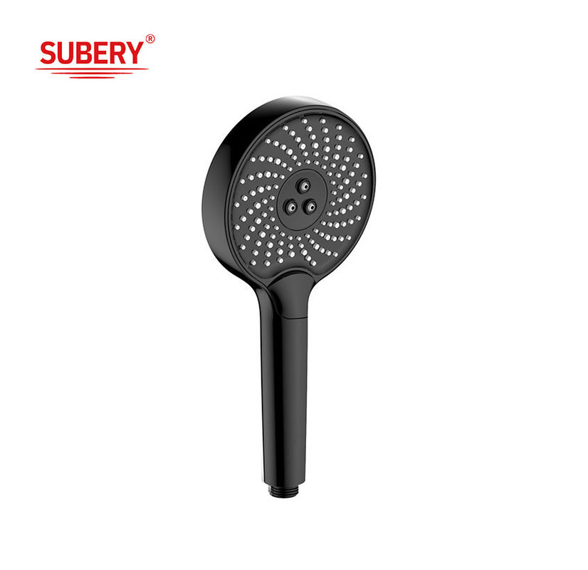 Chuveiros de mão de plástico ABS 3 Função Coluna Negro Líquido Silício Bocal Redondo Fácil Limpeza OEM